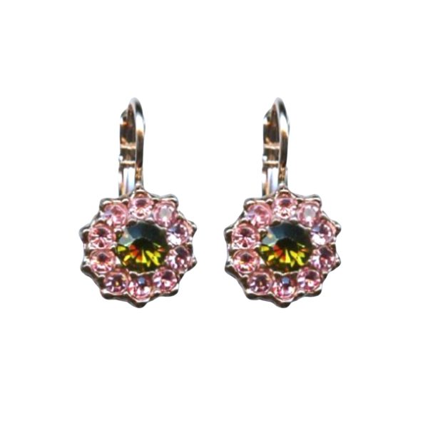 Mariana Earrings Lovely Floral in Lt Rose & Olivine Austrian Crystals Winter 2019 Coll.