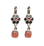 Mariana Earrings Peach Morganite Mineral, Jet & Lt Rose Austrian Crystals Winter 2019 Coll.