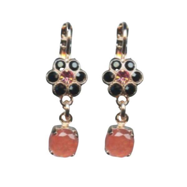 Mariana Earrings Peach Morganite Mineral, Jet & Lt Rose Austrian Crystals Winter 2019 Coll.