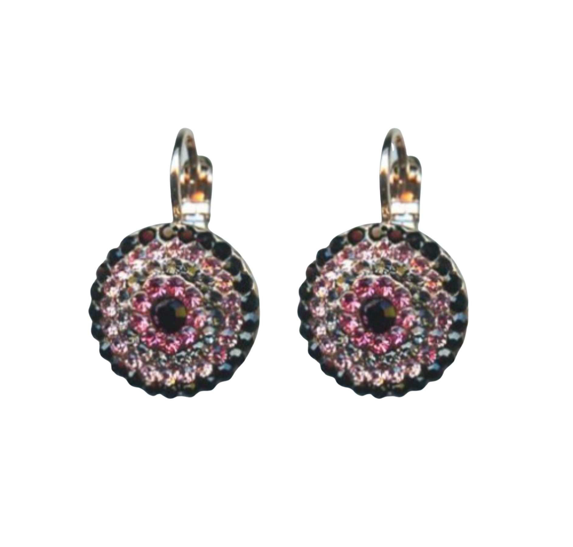 E-1193-143-RG6 (1) Mariana Earrings Boho Chic Blacks & Pinks Austrian Crystals Winter 2019 Coll. - Image 1