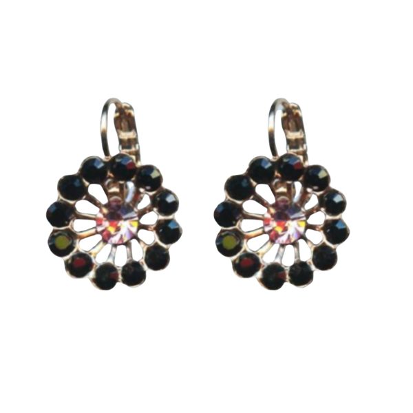 Mariana Earrings Dainty Floral in Jet & Lt Rose Austrian Crystals  Winter 2019 Coll.