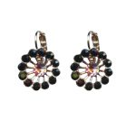 Mariana Earrings Dainty Floral in Jet & Lt Rose Austrian Crystals  Winter 2019 Coll. - Image 2