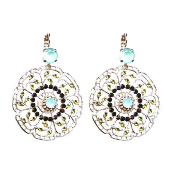 Mariana Earrings Boho Chic Greens & Jet Austrian Crystals Winter 2019 Coll.