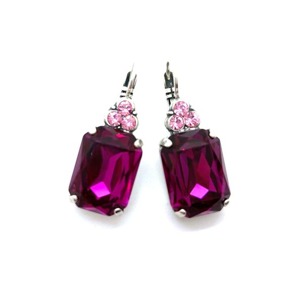 Mariana Earrings Gorgeous Fuchsia & Lt Rose Austrian Crystals Saba Caribbean Life Coll.