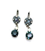 Earrings By Mariana Caribbean Life Coll. Floral Montana Blue, AB & White Opal Swarovski Crystals