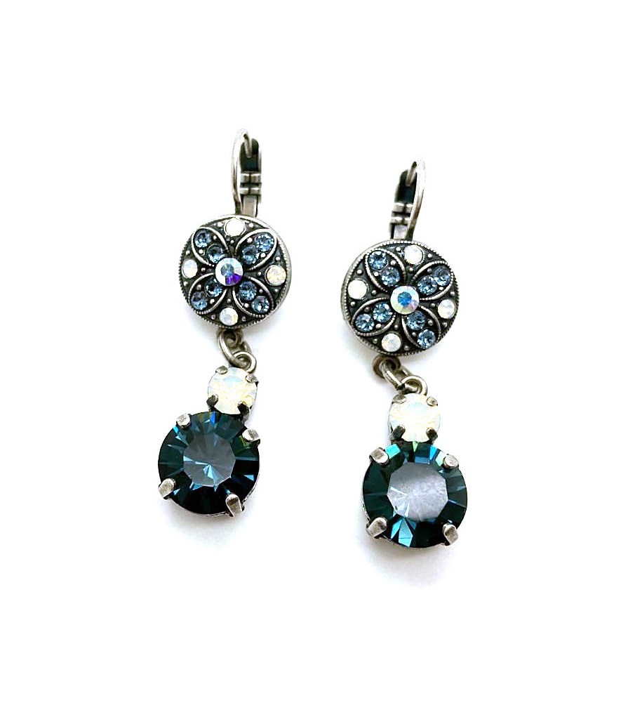 E-1308-1-1069-SP6 (3) Earrings By Mariana Caribbean Life Coll. Floral Montana Blue, AB & White Opal Swarovski Crystals - Image 1