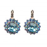 Earrings By Mariana Woman Floral Vitrail Light and Aquamarine Swarovski Crystals
