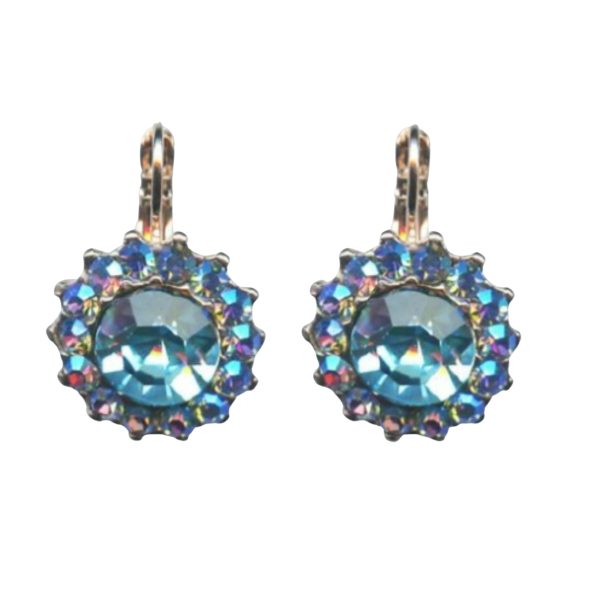 Earrings By Mariana Woman Floral Vitrail Light and Aquamarine Swarovski Crystals