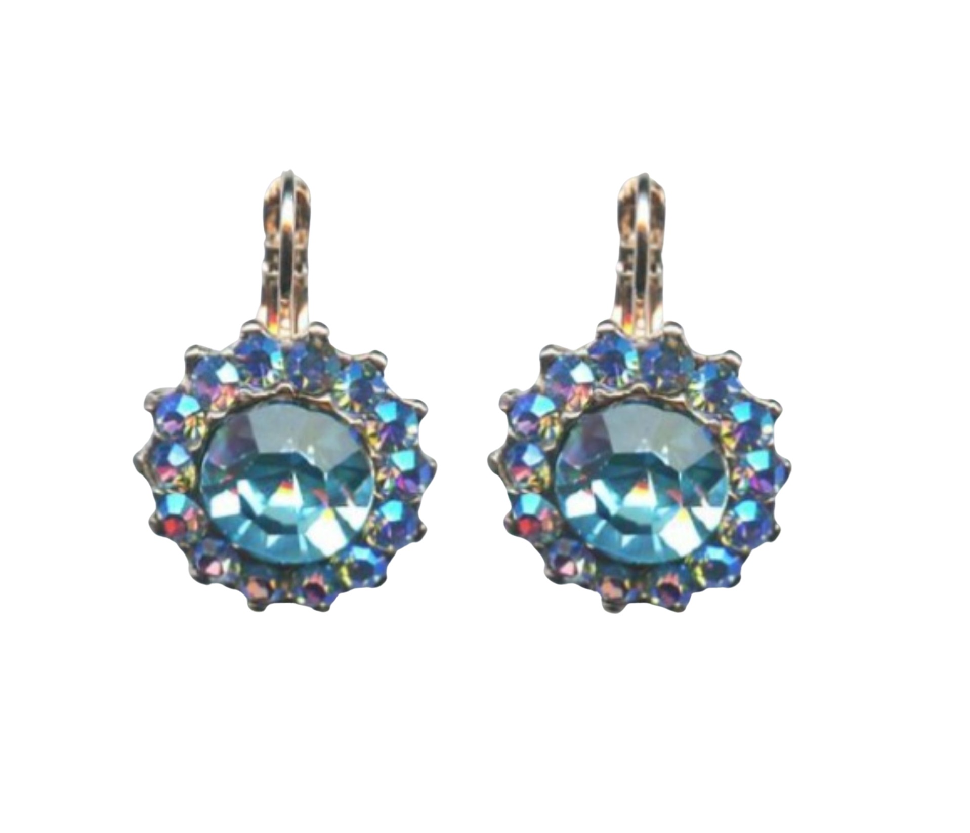 E-1317-141-RG6 (1) Earrings By Mariana Woman Floral Vitrail Light and Aquamarine Swarovski Crystals - Image 1