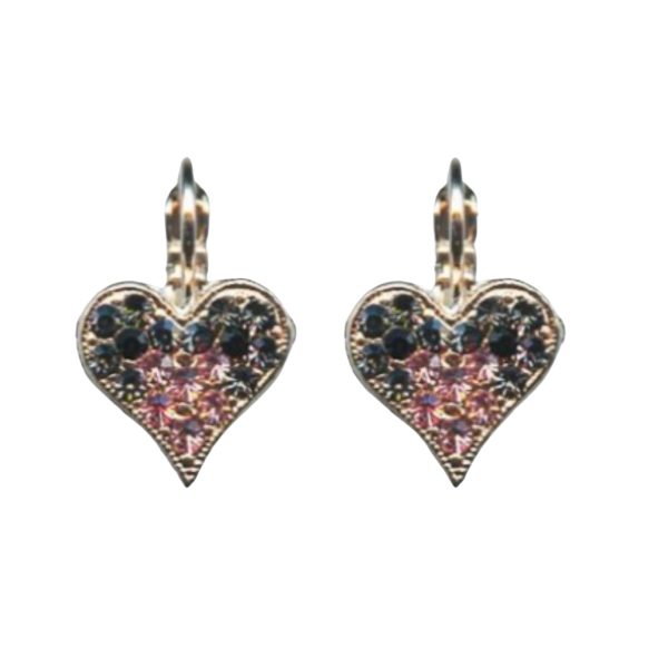 Mariana Earrings Heart Shaped in Black Diamond & Lt Rose Austrian Crystals Winter 2019 Coll.