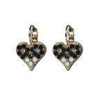 Earrings By Mariana Woman Fab Heart Jet and White Opal Swarovski Crystals - Image 3