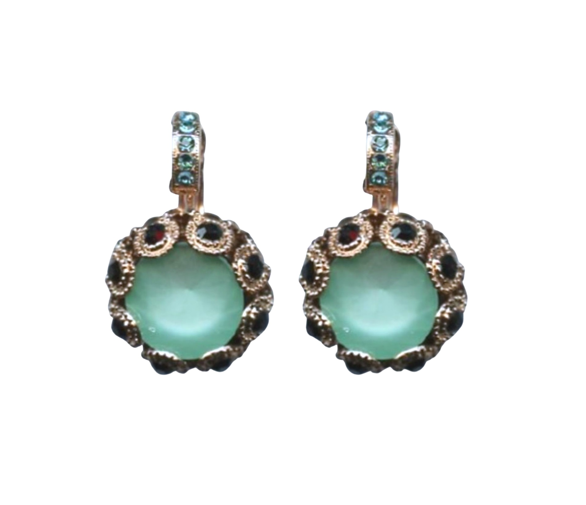E-1386-125-RG6 (1) Mariana Earrings Timeless Pacific Opal, Jet & Aquamarine Austrian Crystals Winter 2019 Coll. - Image 1