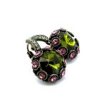 Earrings By Mariana Woman Classy Floral Rose and Olivine Swarovski Crystals - Image 3