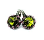 Earrings By Mariana Woman Classy Floral Rose and Olivine Swarovski Crystals - Image 2