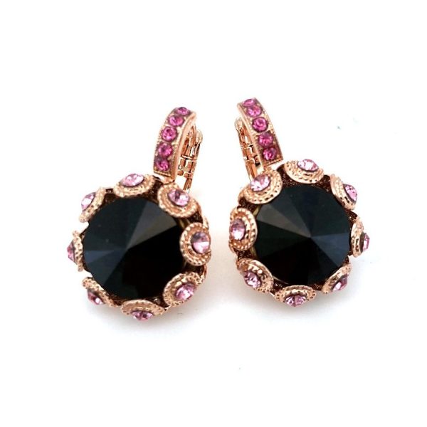 Mariana Earrings Winter 2019 Coll. Fashion Faithful Jet Black & Pinks Austrian Crystals