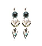 Mariana Earrings Finely Detailed Dangling Multi Color Austrian Crystals Winter 2019 Coll. - Image 2