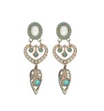 Mariana Earrings Finely Detailed White Shell & Turquoise Mineral w/ White Opal Austrian Crystals New Moon Mystique Winter 2019 Coll.