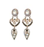 Earrings By Mariana Winter 2019 Coll. Glamorous White Shell Mineral, Jet, AB & Pearl Swarovski Crystals