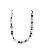 Mariana Necklace Dainty Floral in White Shell Mineral, Jet, AB, Pearl & White Opal Austrian Crystals Eclipse Mystique Coll. - Image 3