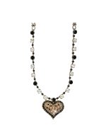 Mariana Necklace Stunning Heart in White Shell Mineral. Jet & Cream Pearl Austrian Crystals Eclipse Mystique Winter 2019 Coll. - Image 2
