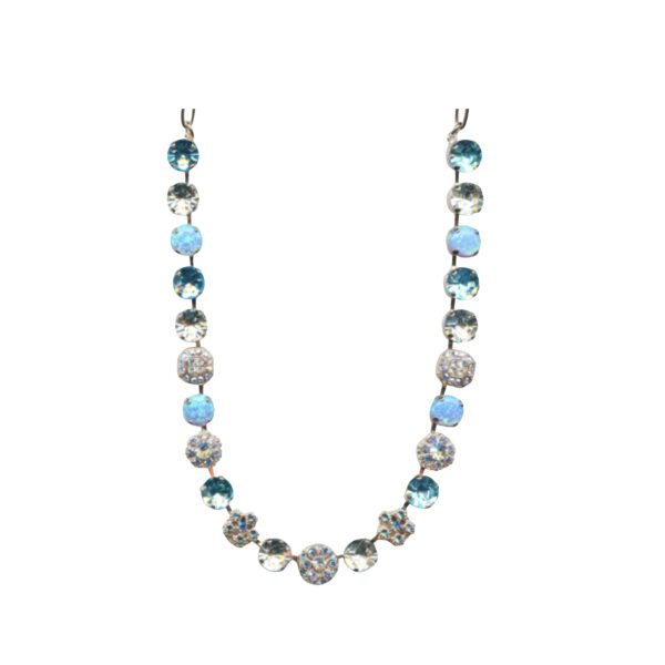 Mariana Necklace Beaded Lapis Lazuli Mineral, Moonlight & Aquamarine Austrian Crystals Winter 2019 Coll.
