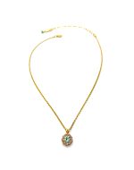 Mariana Necklace Pendant Dainty Floral Chrysolite & Lt Peach Austrian Crystals Boloria Dia My Butterfly Coll. Yellow Gold - Image 3