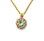 Mariana Necklace Pendant Dainty Floral Chrysolite & Lt Peach Austrian Crystals Boloria Dia My Butterfly Coll. Yellow Gold