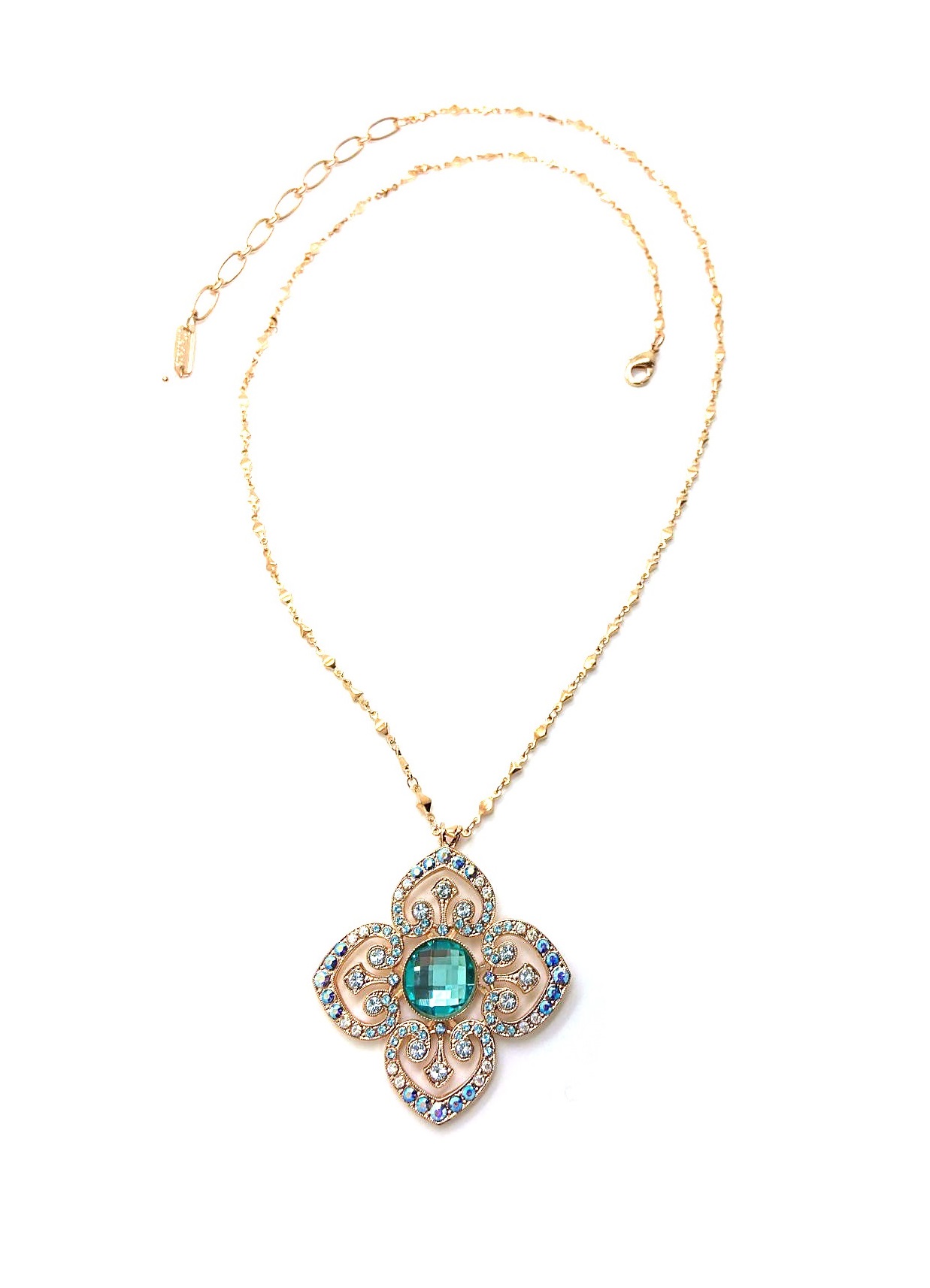 N-5050-141-RG (3) Mariana Necklace Pendant Charming Aquamarine & Moonlight Austrian Crystals Winter 2019 Coll. - Image 1