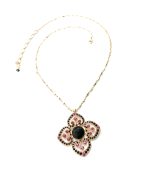 Necklace Pendant By Mariana Woman Ornate Jet and Lt. Rose Swarovski Crystals - Image 2