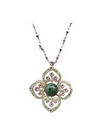 Mariana Necklace Pendant Green Aventurine Mineral, Lt Rose & Chrysolite Austrian Crystals Winter 2019 Coll. - Image 3