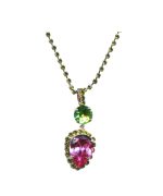 Mariana Necklace Pendant Pear Shaped Rose & Olivine Austrian Crystals Winter 2019 Coll. - Image 3