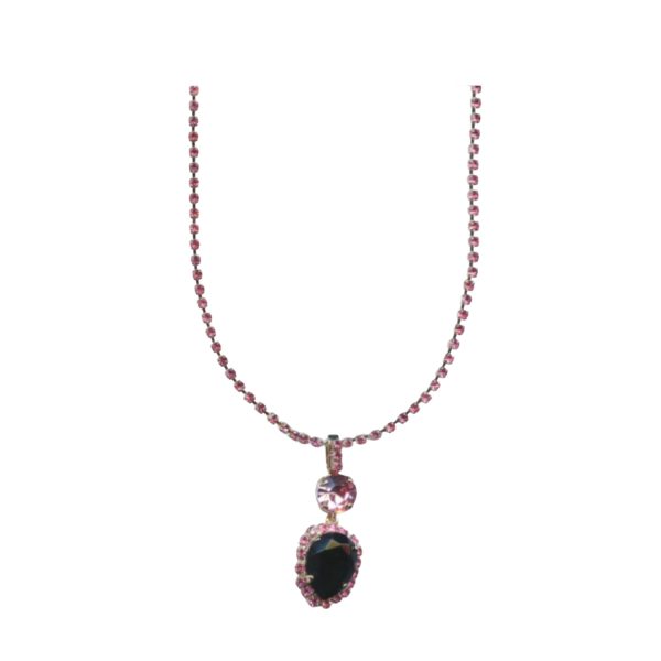 Mariana Necklace Pendant Exquisitely Elegant Jet Black & Lt Rose Austrian Crystals Winter 2019 Coll.