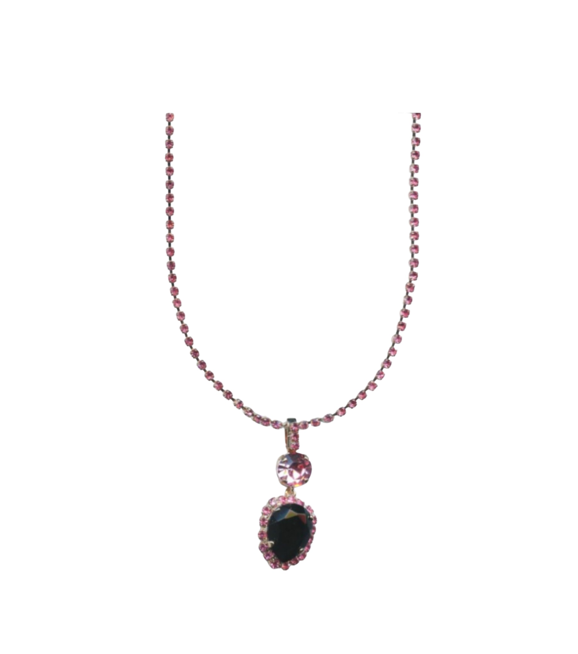 N-5098-90-143-RG-special (1) Mariana Necklace Pendant Exquisitely Elegant Jet Black & Lt Rose Austrian Crystals Winter 2019 Coll. - Image 1