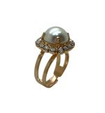 Ring By Mariana Woman Exquisitely Elegant Cream Pearl and Clear Swarovski Crystals