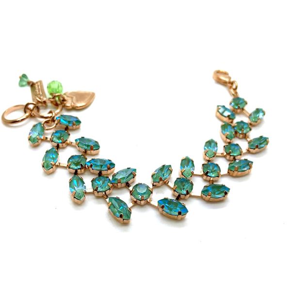 Mariana Bracelet Fern Beaded Emerald & Peridot Austrian Crystals My Treasures Coll.
