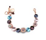 Bracelet By Mariana Woman Beaded Floral Sapphire and Tanzanite Swarovski Crystals