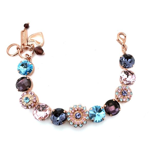 Bracelet By Mariana Woman Beaded Floral Sapphire and Tanzanite Swarovski Crystals