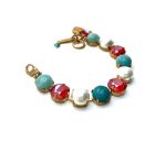 Bracelet By Mariana Joy of Life Happiness Coll. Beaded Turquoise Mineral, Siam & Pearl Austrian Crystals - Image 2