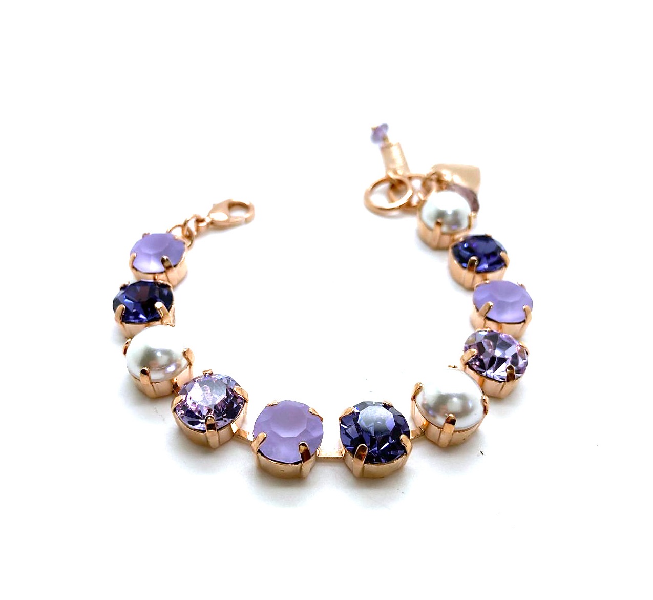 B-4474-M48-10-RG (2) Mariana Bracelet Charming Pearl Mineral & Purples Austrian Crystals Romance Dancing the Night Away Coll. - Image 1