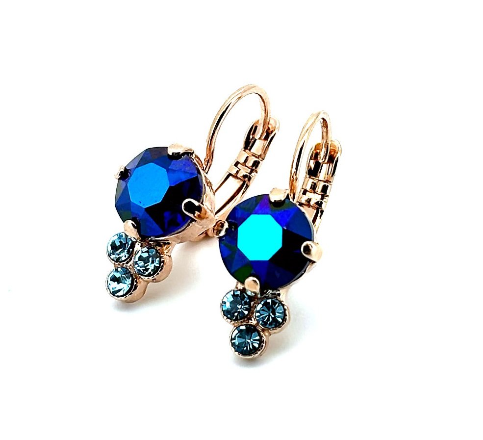 E-1010-144-RG6 (2) Earrings By Mariana Woman Gorgeous Sapphire and Aquamarine Swarovski Crystals - Image 1