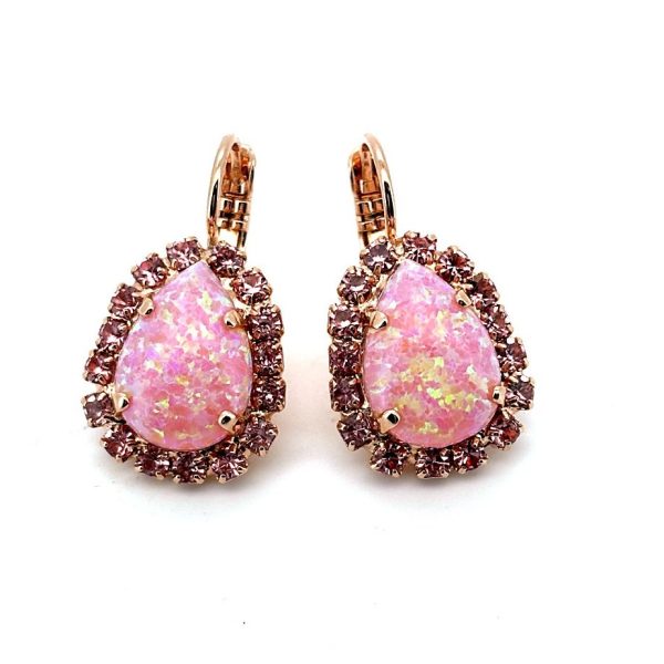 Earrings By Mariana Winter 2019 Coll. Rhodochrosite Mineral and Swarovski Crystals