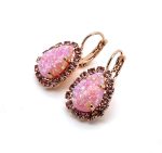 Earrings By Mariana Winter 2019 Coll. Rhodochrosite Mineral and Swarovski Crystals - Image 3