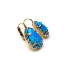 Mariana Earrings Sophisticated Labradorite Mineral & Lt Sapphire Austrian Crystals Winter 2019 Coll. - Image 3