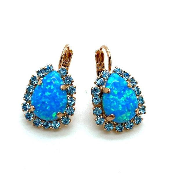 Mariana Earrings Sophisticated Labradorite Mineral & Lt Sapphire Austrian Crystals Winter 2019 Coll.