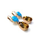 Mariana Earrings Fab Dangling Labradorite Mineral & Amber Austrian Crystals Winter 2019 Coll. - Image 3