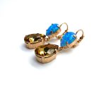 Mariana Earrings Fab Dangling Labradorite Mineral & Amber Austrian Crystals Winter 2019 Coll. - Image 2