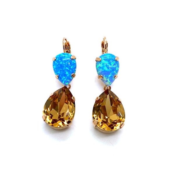 Mariana Earrings Fab Dangling Labradorite Mineral & Amber Austrian Crystals Winter 2019 Coll.