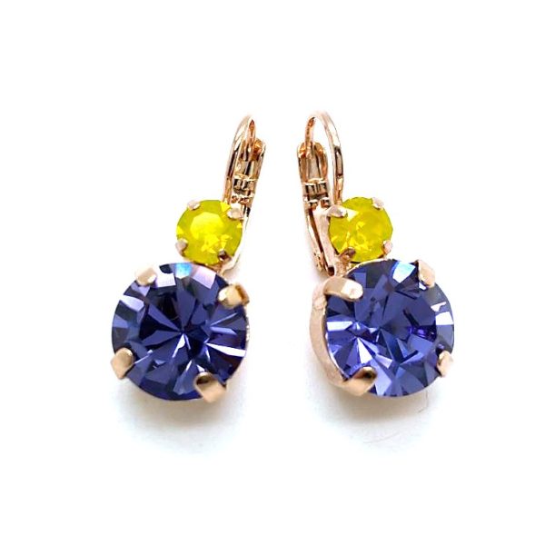 Mariana Earrings Adorable Tanzanite & Yellow Opal Austrian Crystals My Treasures Coll.