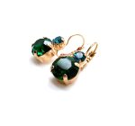 Earrings By Mariana Woman Emerald and Aquamarine Swarovski Crystals - Image 2