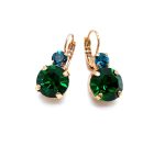 Earrings By Mariana Woman Emerald and Aquamarine Swarovski Crystals
